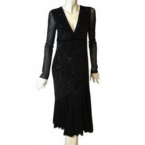 NEW FUZZI women's burn out velvet dress in black